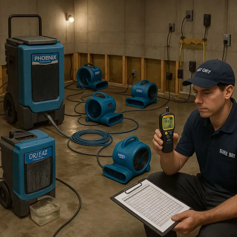 Structural Drying and Dehumidification process in Beverly Hills, CA